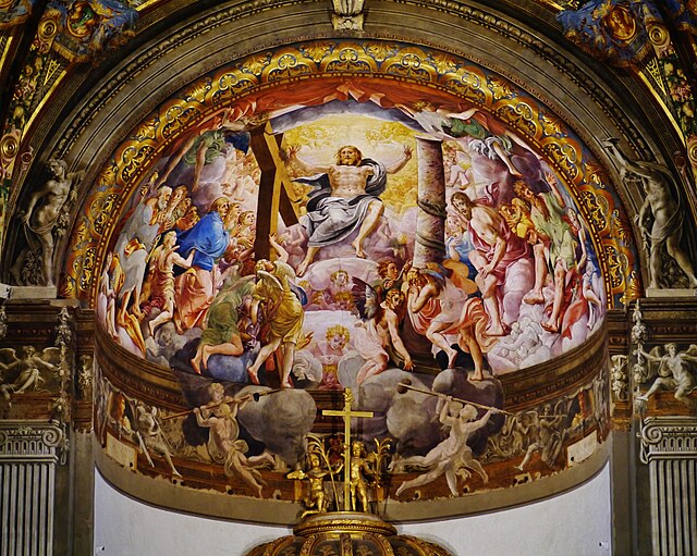 a painting of a man on the cross